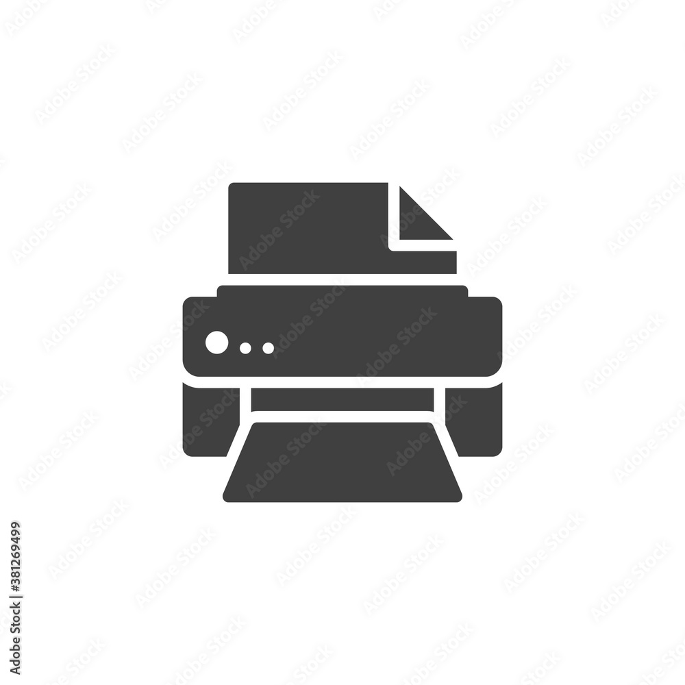 Printer print vector icon. filled flat sign for mobile concept and web design. Printer with paper glyph icon. Symbol, logo illustration. Vector graphics Printer print vector icon. filled flat sign for mobile concept and web design. Printer with paper glyph icon. Symbol, logo illustration. Vector graphics