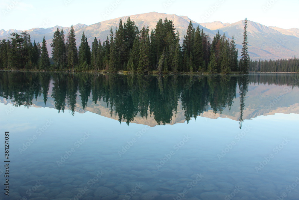 Reflections - Lake Beauvert, Jasper National Park, Alberta, Canada.