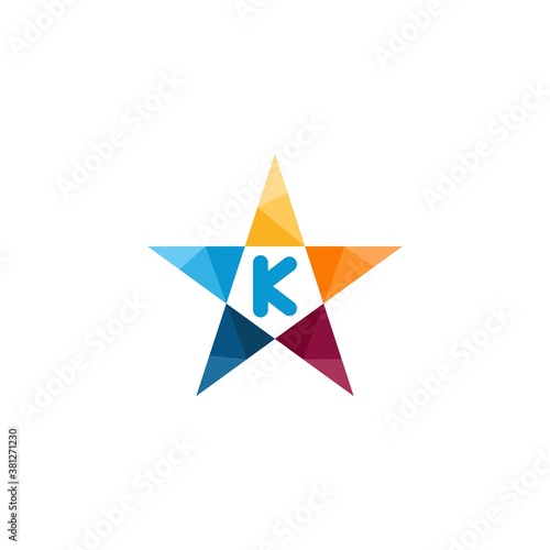 k letter star abstract colorful logo design