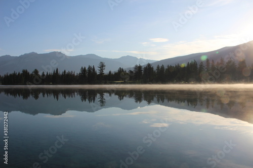 Reflections - Lake Beauvert, Jasper National Park, Alberta, Canada.