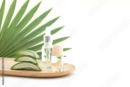 Aloe Vera leaf slice with essential oil.