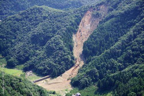Fotografie, Tablou 土砂崩れの山