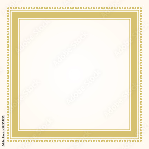 Trendy and stylish simple formal golden square shape line and dots border frame blank card design element