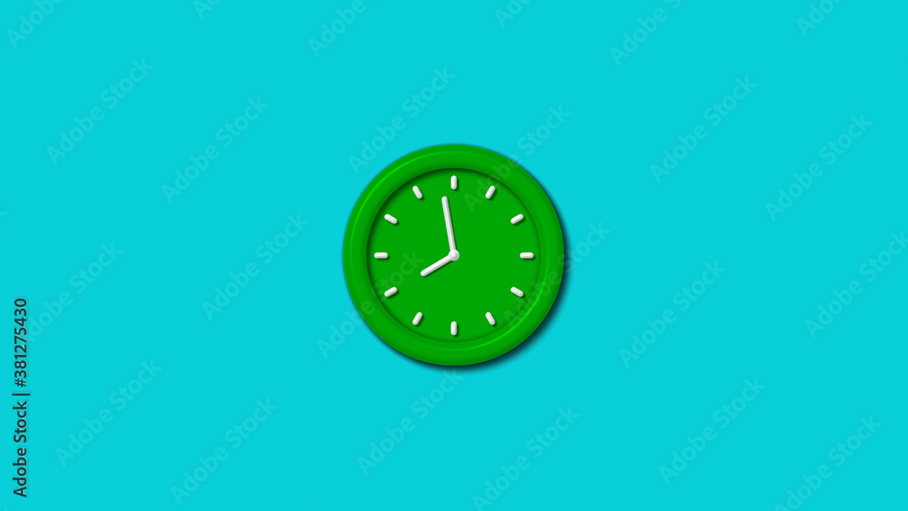 New green color 3d wall clock isolated on cyan background,wall clock,3d wall clock New green color 3d wall clock isolated on cyan background,wall clock,3d wall clock