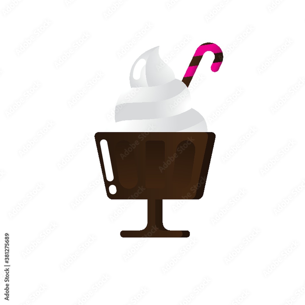 ice cream sundae with candy cane ice cream sundae with candy cane