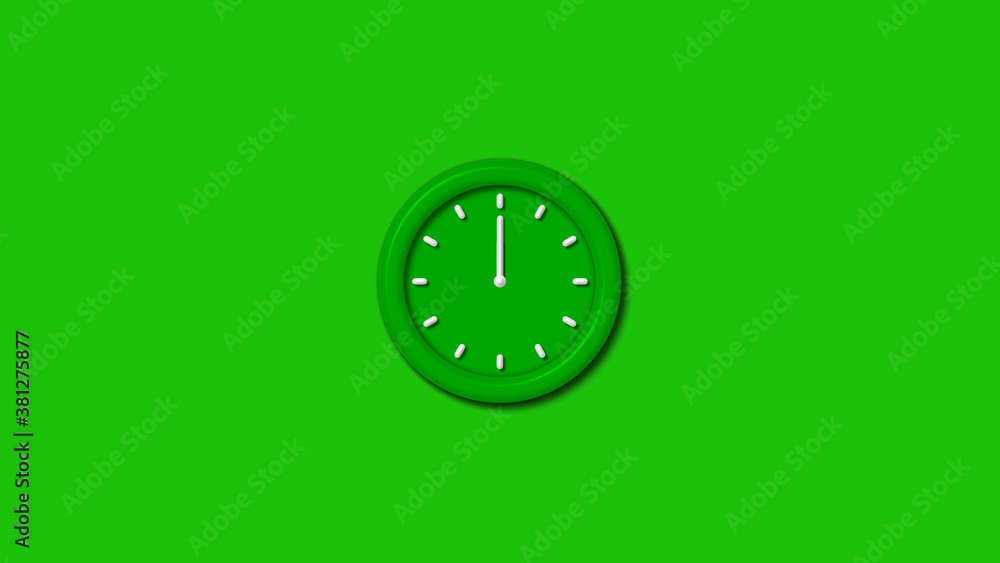 Amazing green color 3d wall clock isolated on green background,3d wall clock Amazing green color 3d wall clock isolated on green background,3d wall clock