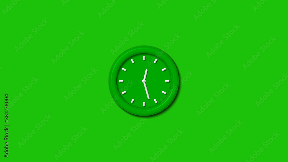 Amazing green color 3d wall clock isolated on green background,3d wall clock Amazing green color 3d wall clock isolated on green background,3d wall clock