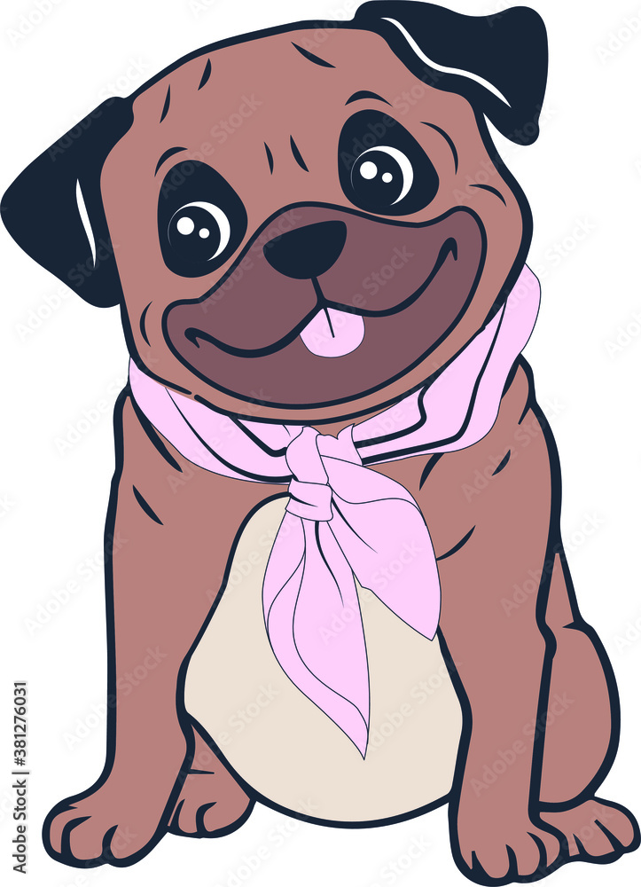 Vector Illustration of pug dog Vector Illustration of pug dog