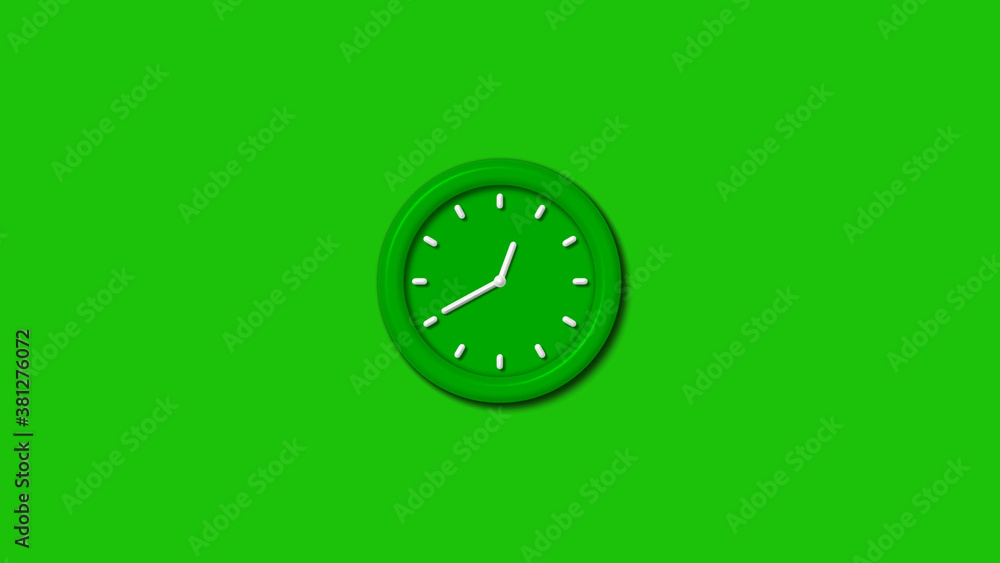 Amazing green color 3d wall clock isolated on green background,3d wall clock Amazing green color 3d wall clock isolated on green background,3d wall clock
