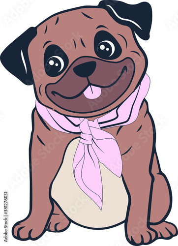 Vector Illustration of pug dog