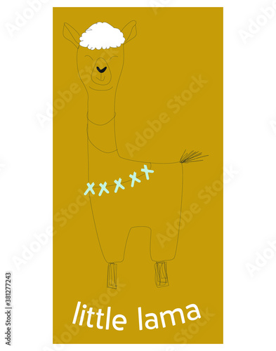 vector illustration of little lama