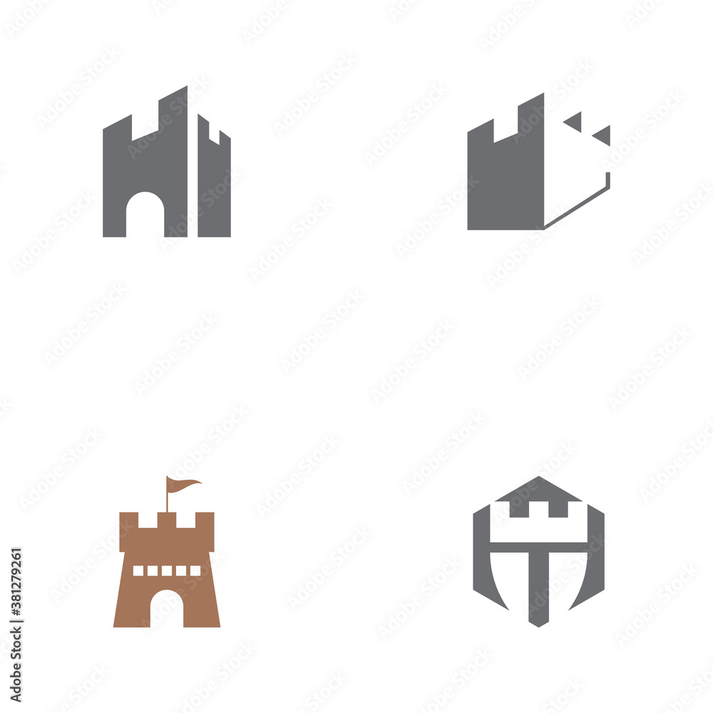 Set Castle ilustration logo vector template
