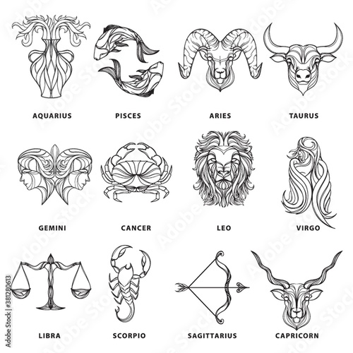 set of horoscope icons