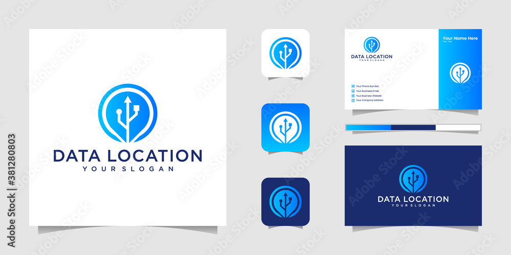 Location USB data logo technology and business card Premium Location USB data logo technology and business card Premium