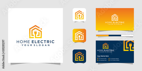 Home Electrical Logo line art style and business card