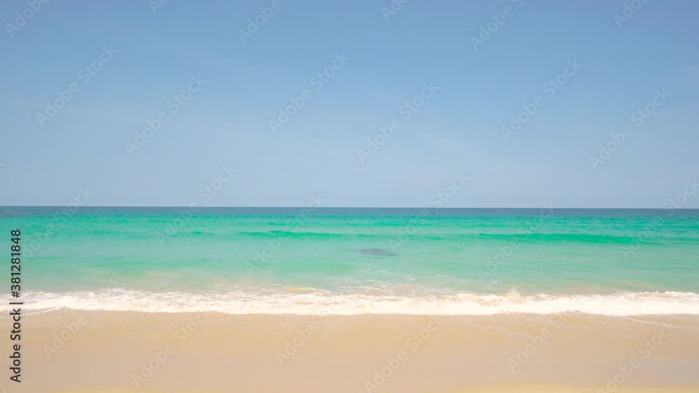 Phuket beach sea. Landscape view of beach sea in summer sun. Beach space area and seawater wave. At Karon beach, Phuket, Thailand. On September 2020. 3840x2160P. UHD 4K Videoclip. Phuket beach sea. Landscape view of beach sea in summer sun. Beach space area and seawater wave. At Karon beach, Phuket, Thailand. On September 2020. 3840x2160P. UHD 4K Videoclip.