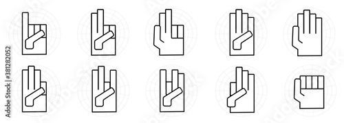 Vector illustration set of icons Hands Counting in sign language
