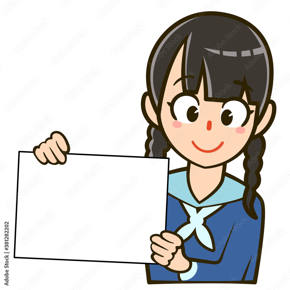 パネルを持った人物のイラスト/女子学生 パネルを持った人物のイラスト/女子学生