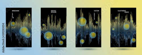 Music banners set with sound wave background.