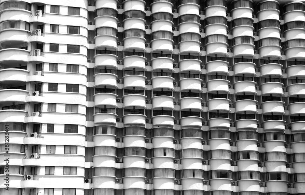 Black and white multi-storey building pattern Black and white multi-storey building pattern
