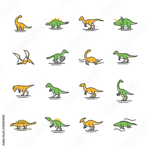 set of dinosaur icons