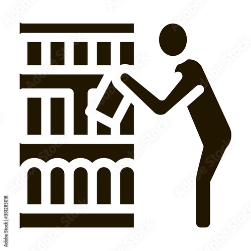 Man Choose Products glyph icon vector. Man Choose Products Sign. isolated symbol illustration