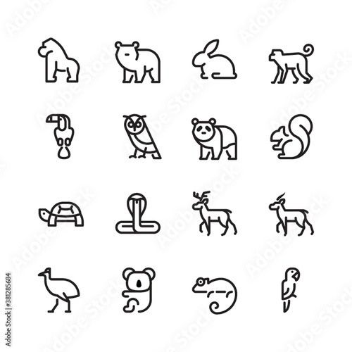 Collection of animals on a white background