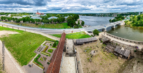 View from Narva Castle (Herman's Castle) over the river Narova at the border to russia
