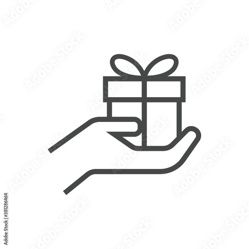 hand with gift box icon