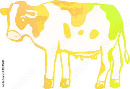 This is a illustration of Hand drawn realistic dairy cowillustration photo