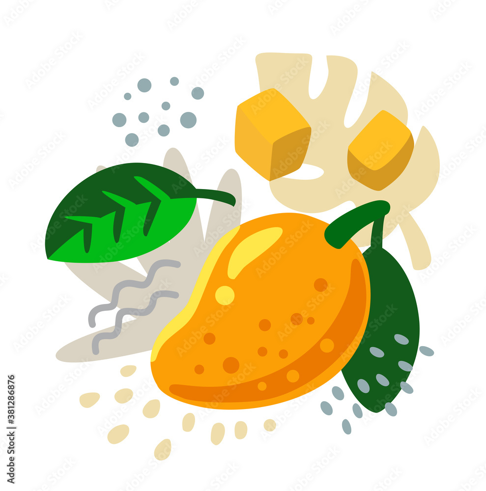 fresh mango on color abstract background