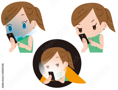 スマートフォンを使いすぎる女性