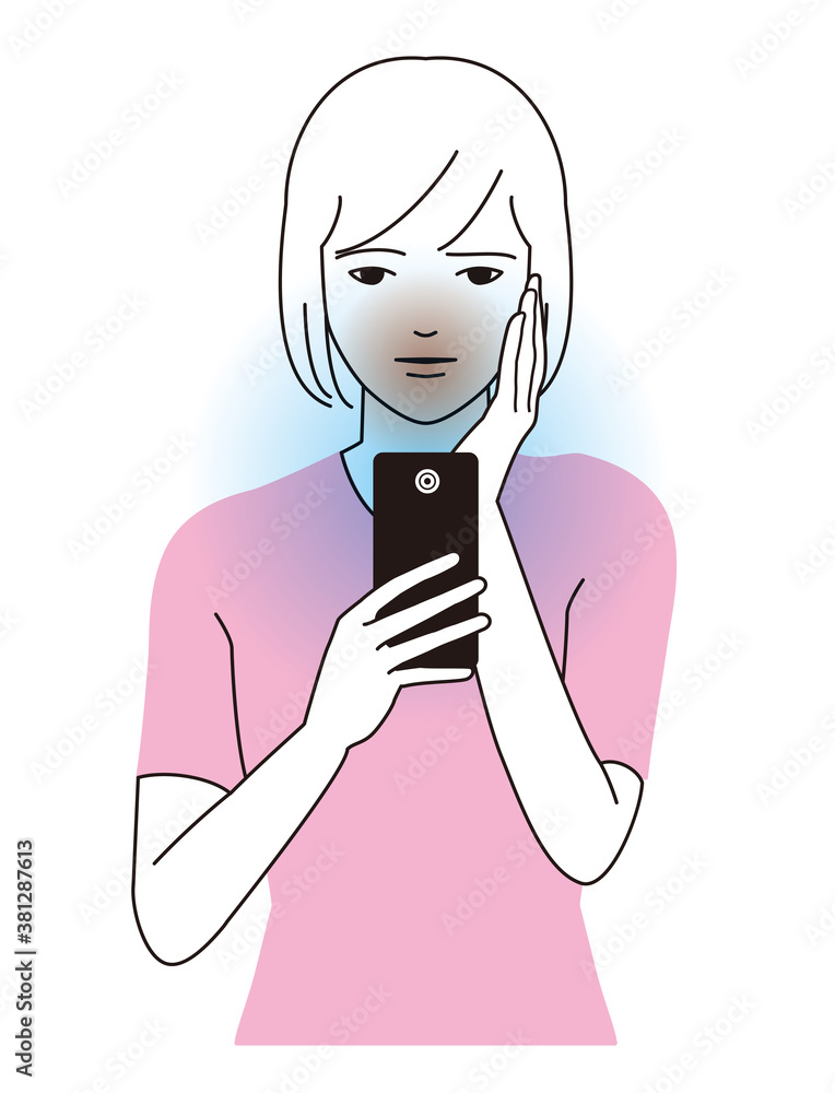 スマートフォンのブルーライトのイメージと日焼けする肌トラブル