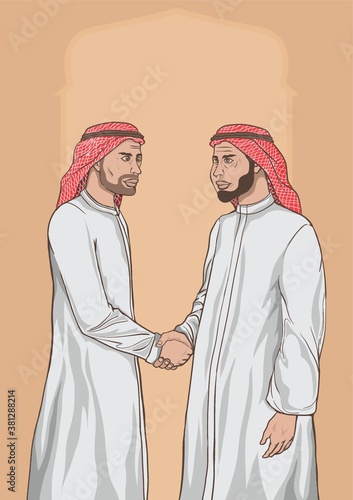 middle eastern men shaking hands