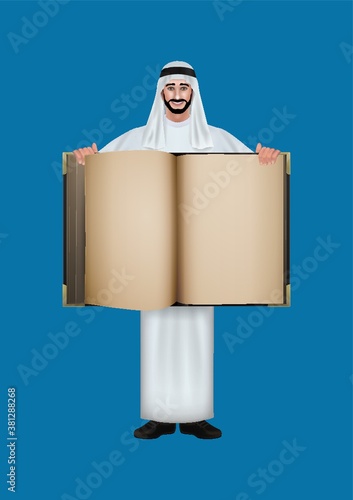 middle eastern man with a blank book