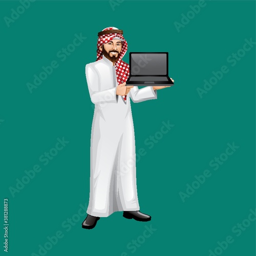 middle eastern businessman with a laptop