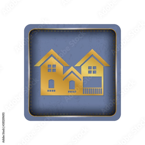 Purple background house button design.