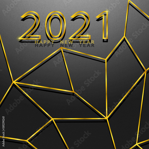 Luxury 2021 HAPPY NEW YEAR ,gold on black photo