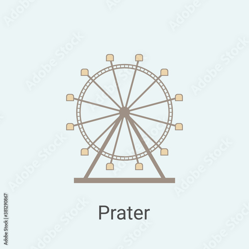 Ferris Wheel at Prater amusement park, Vienna, Austria. International landmark and tourism destination. A fascinating world awaits visitors and guarantees entertainment for both young and old