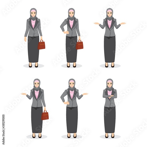 set of middle eastern businesswoman icons