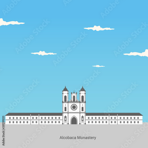View of Alcobaca monastery in Portugal. Unesco world heritage. Classical landmark for travel destination. The Alcobaca Monastery is a Mediaeval Roman Catholic Monastery. Vacancy in Central Portugal.