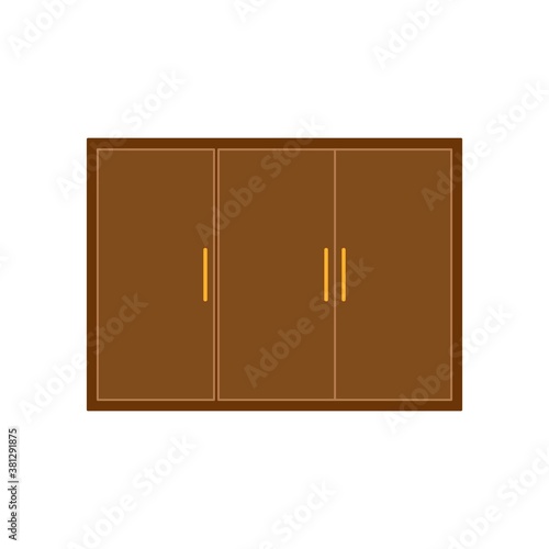 Brown Cupboard, wardrobe, furniture flat line icon.