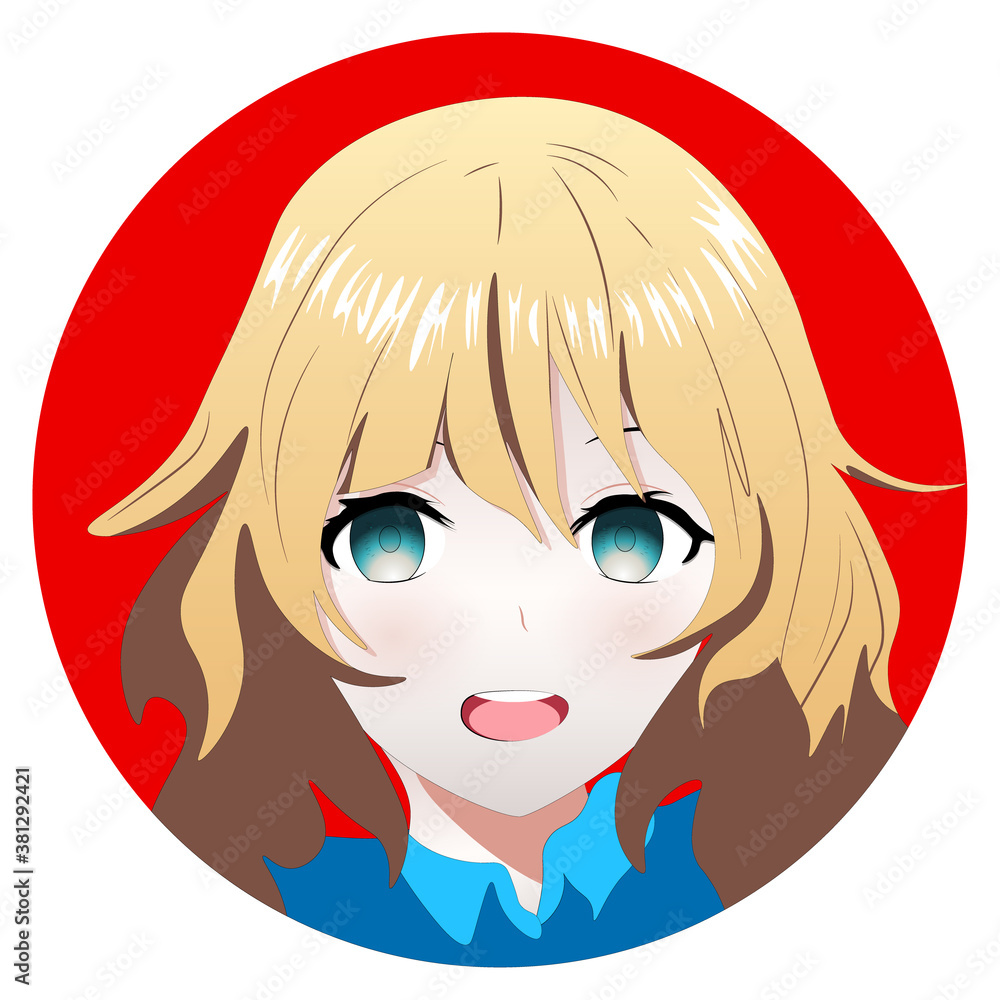 Cartoon anime girl portrait. Japanese style face art Cartoon anime girl portrait. Japanese style face art
