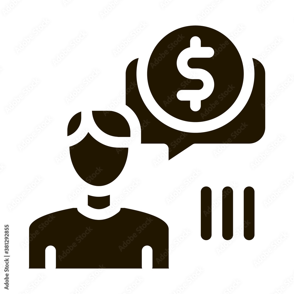 Man Persistently Waiting for Salary glyph icon vector. Man Persistently Waiting for Salary Sign. isolated symbol illustration Man Persistently Waiting for Salary glyph icon vector. Man Persistently Waiting for Salary Sign. isolated symbol illustration