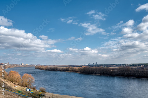 The steep bank of the Oka River. Kolomna District of Moscow Region