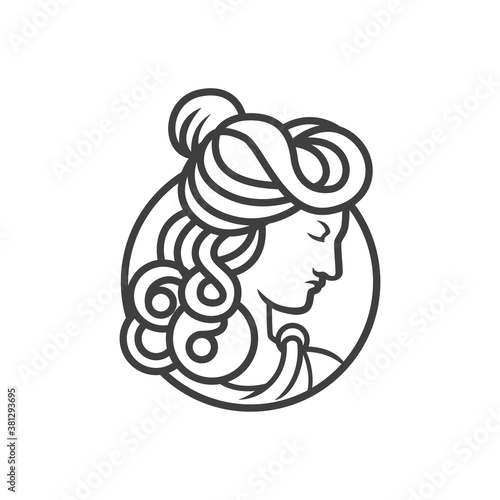 Valokuvatapetti greek goddess female logo