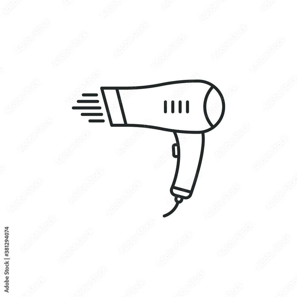 Hairdryer line icon isolated on white background. Vector illustration Hairdryer line icon isolated on white background. Vector illustration