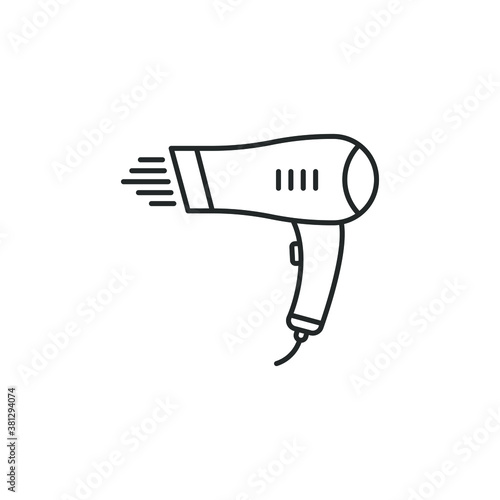 Hairdryer line icon isolated on white background. Vector illustration
