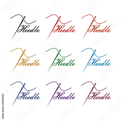 Needle and thread silhouette icon  color set