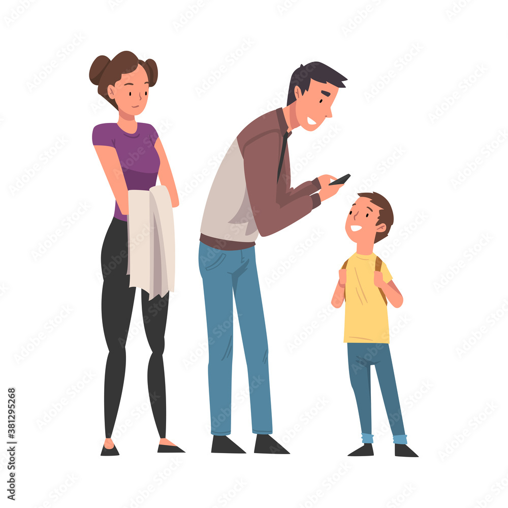 Male Tourist with Backpack Calling Taxi Car or Using Mobile Taxi Call Application Vector Illustration Male Tourist with Backpack Calling Taxi Car or Using Mobile Taxi Call Application Vector Illustration